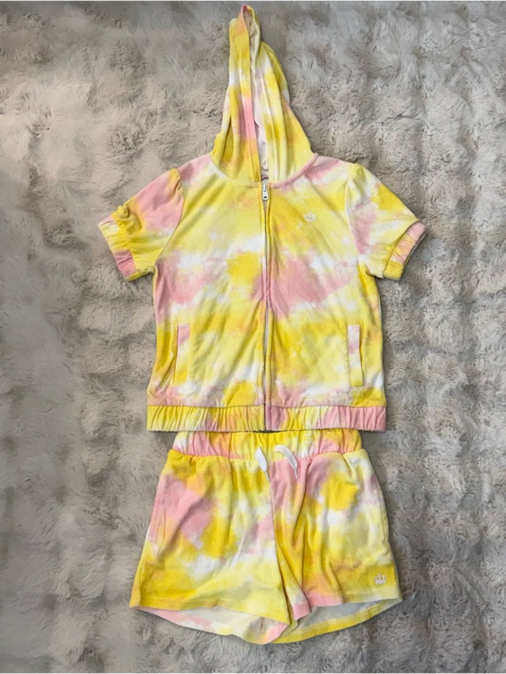 Juicy Couture Pastel Tie Dye Terry Hoodie & Short Set
